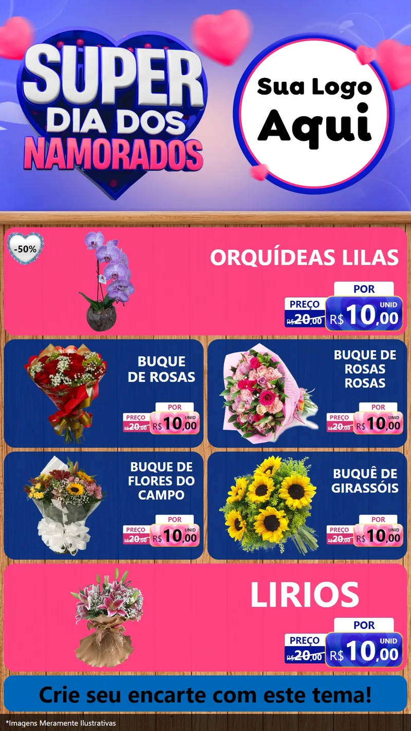 Modelo de TV para TV Vertical com o tema Super Dia dos Namorados para Floricultura e jardim