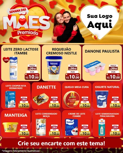 Modelo de Rede Social para Feed Instagram com o tema Semana das Mães Premiada para Frios e Laticínios