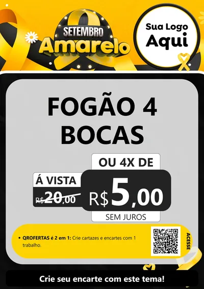 Modelo de Cartaz para Cartaz A4 Vertical com o tema Setembro Amarelo para Móveis e Eletro