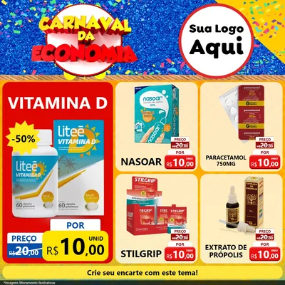 Modelo de Rede Social para Feed Facebook com o tema Carnaval da Economia para Farmácia