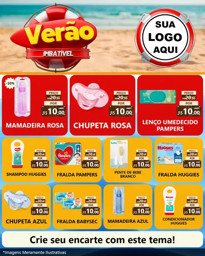 Modelo de Rede Social para Feed Instagram com o tema Verão Imbatível para Bebês