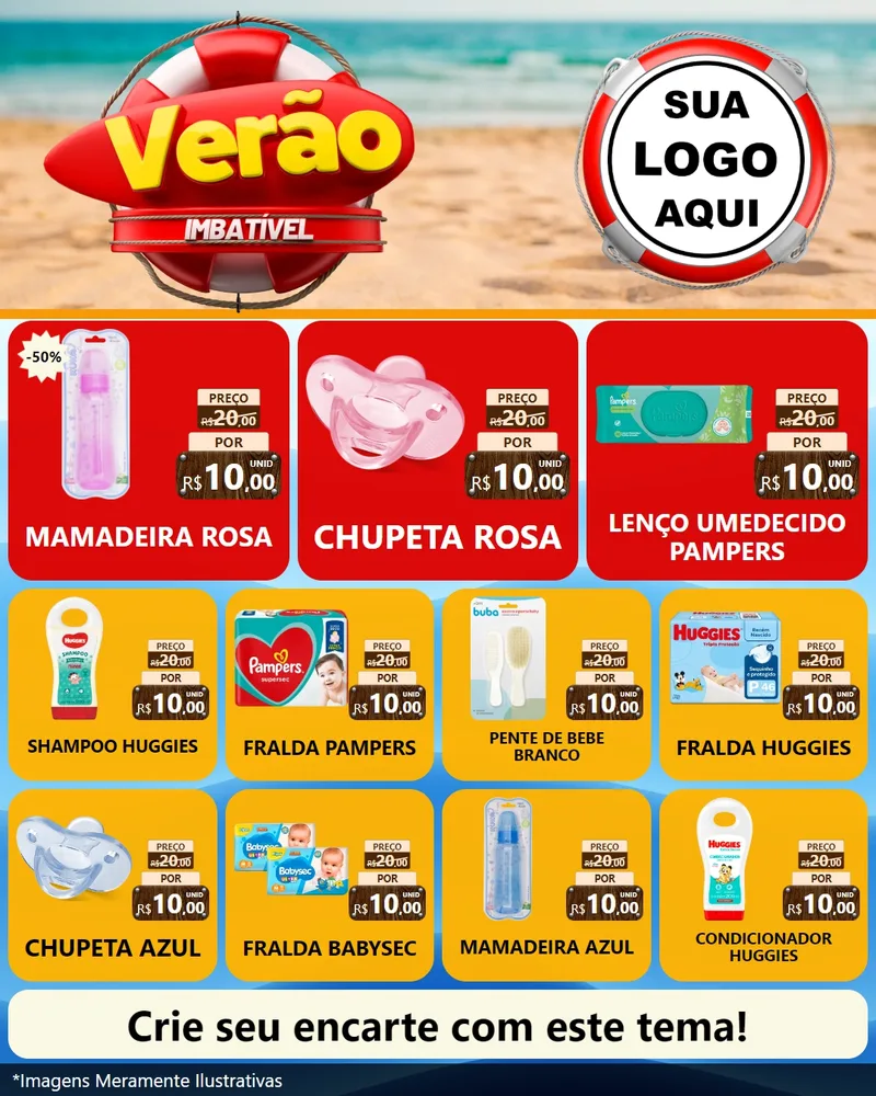 Modelo de Rede Social para Feed Instagram com o tema Verão Imbatível para Bebês