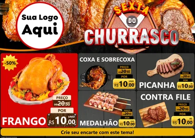 Modelo de Encarte para Encarte A4 Horizontal com o tema Sexta do Churrasco para Assados