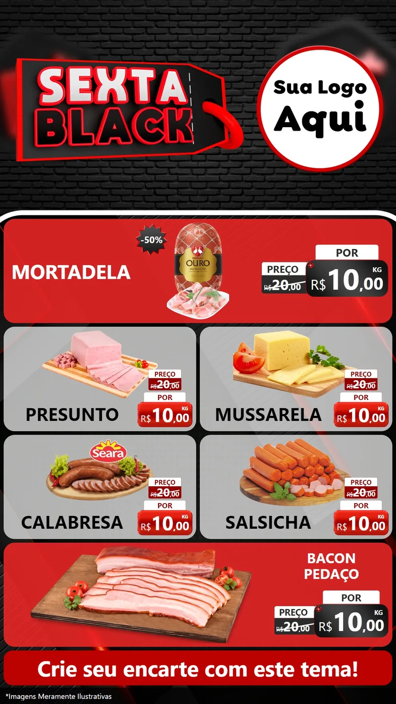 Modelo de TV para TV Vertical com o tema Sexta Black para Frios e Laticínios