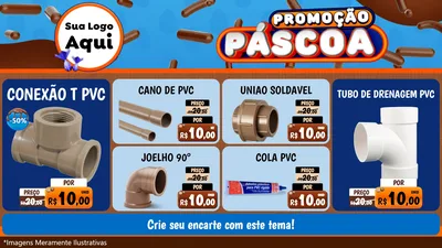 Modelo de TV para TV Horizontal com o tema Promoção Páscoa para Tubos e conexões