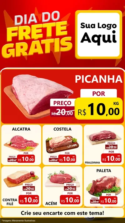 Modelo de Rede Social para Stories com o tema Dia do Frete Grátis para Açougue