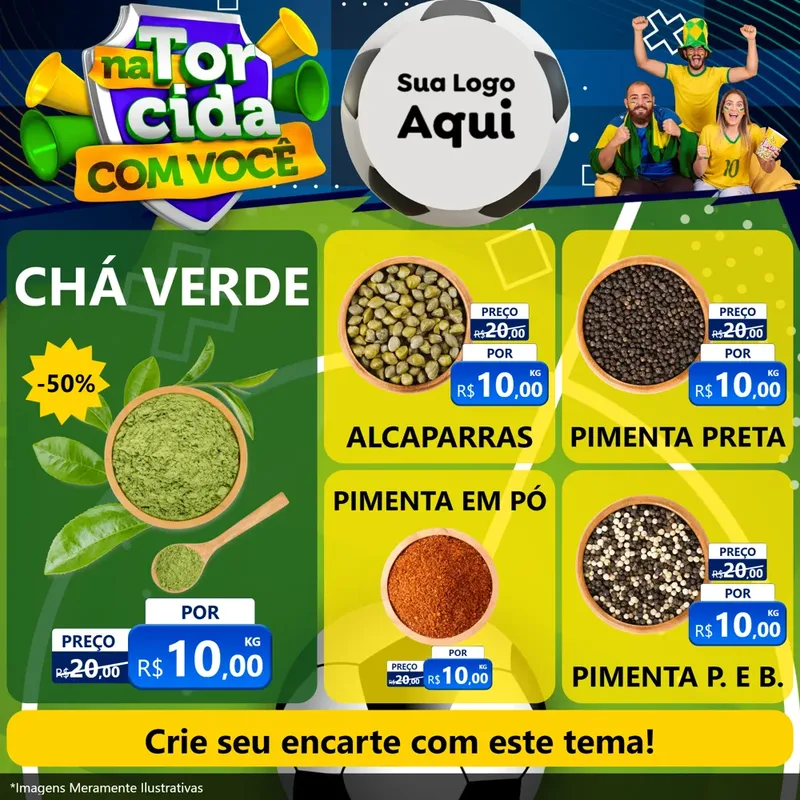 Modelo de Rede Social para Feed Facebook com o tema Na Torcida Com Você - Copa para Produtos Naturais