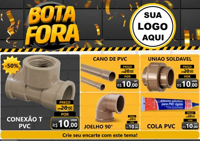 Modelo de Encarte para Encarte A4 Horizontal com o tema Bota Fora para Tubos e conexões