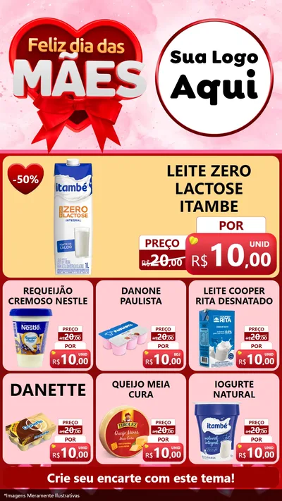 Modelo de Rede Social para Stories com o tema Feliz Dia Das Mães para Frios e Laticínios
