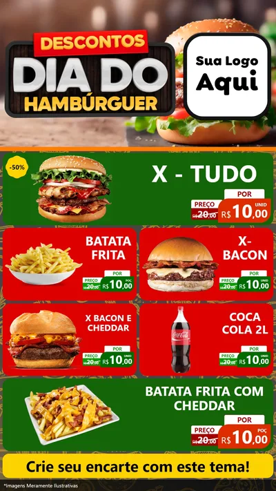 Modelo de TV para TV Vertical com o tema Descontos Dia Do Hambúrguer para Hamburgueria