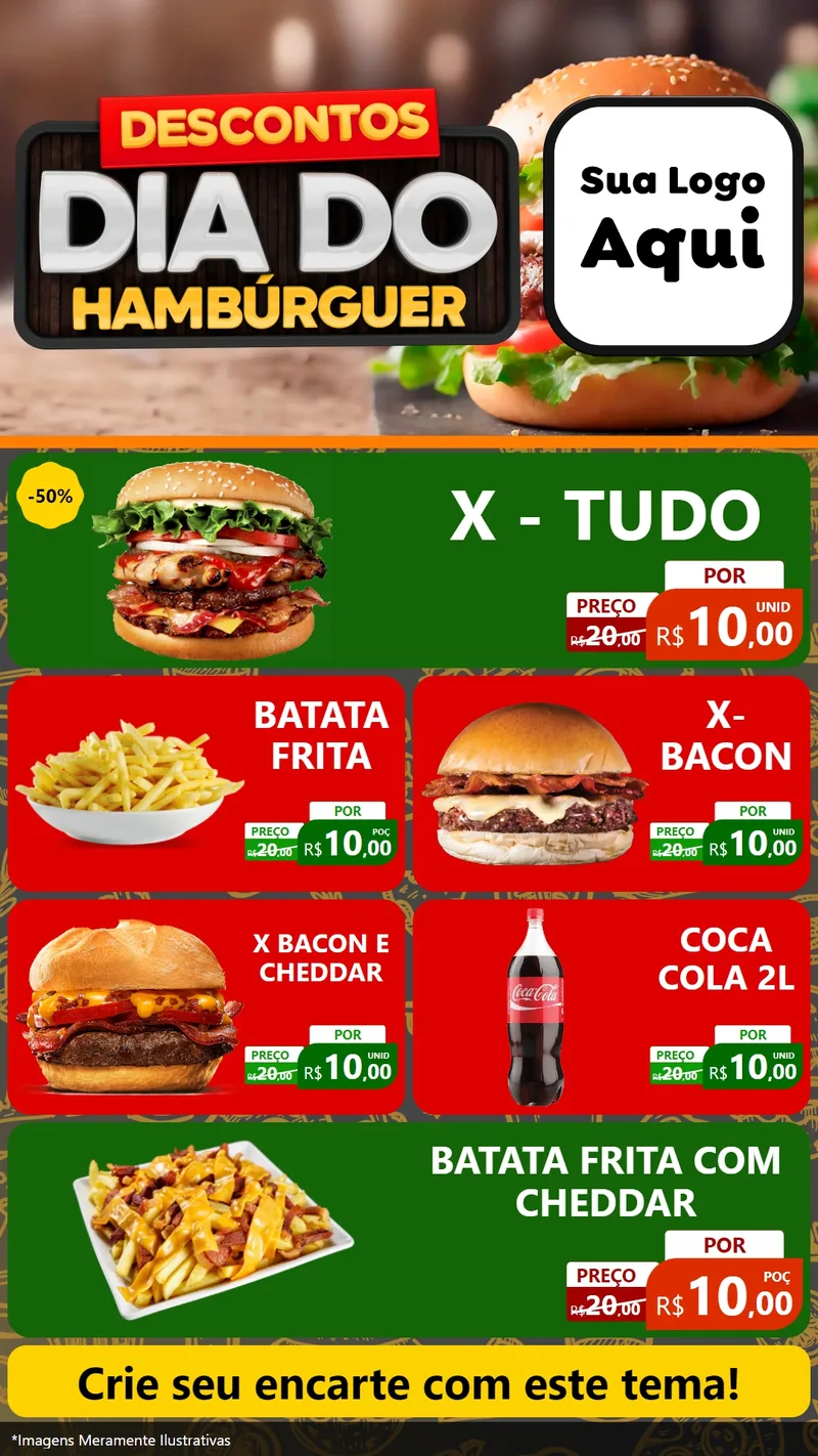 Modelo de TV para TV Vertical com o tema Descontos Dia Do Hambúrguer para Hamburgueria