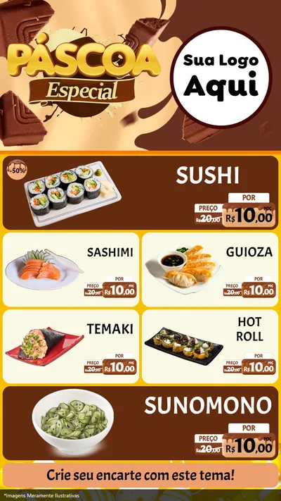 Modelo de TV para TV Vertical com o tema Páscoa Especial para Comida japonesa