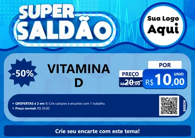 Modelo de Cartaz para Cartaz A4 Horizontal com o tema Super Saldão - Farmácia para Farmácia