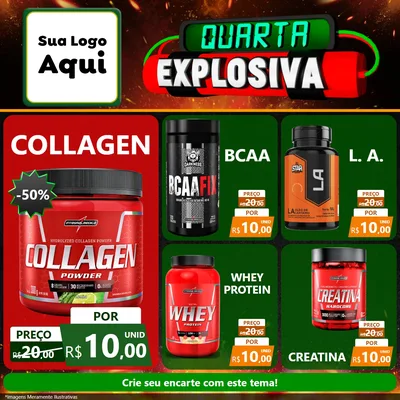 Modelo de Rede Social para Feed Facebook com o tema Quarta Explosiva para Suplementos alimentares