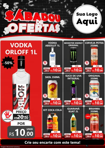 Modelo de Encarte para Encarte A4 Vertical com o tema Sabadou de Ofertas para Distribuidora de bebidas