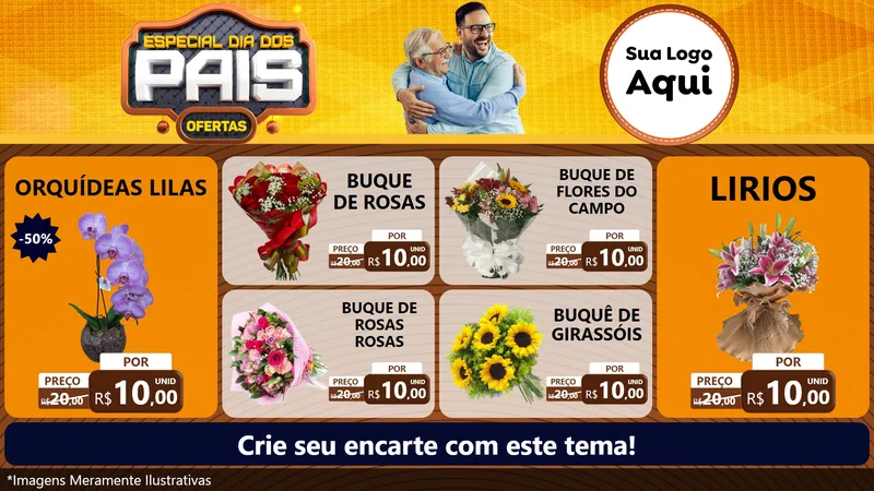 Modelo de TV para TV Horizontal com o tema Especial Dia dos Pais para Floricultura e jardim
