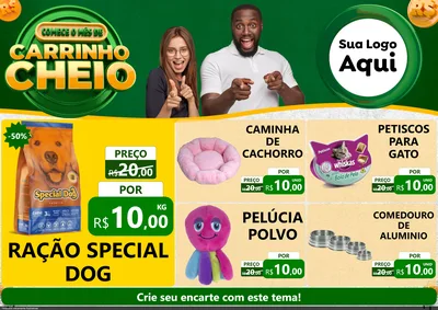 Modelo de Encarte para Encarte A4 Horizontal com o tema Carrinho Cheio para Pet Shop