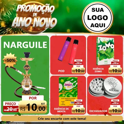 Modelo de Rede Social para Feed Facebook com o tema Promoção de Ano Novo para Tabacaria