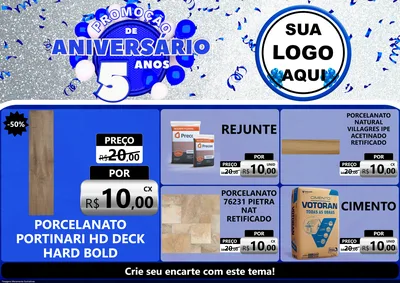 Modelo de Encarte para Encarte A4 Horizontal com o tema Promoção de Aniversário - 5 Anos para Pisos e revestimentos