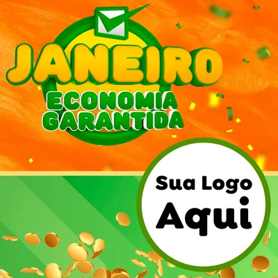 Modelo de Rede Social para Feed Facebook com o tema Janeiro - Economia Garantida para Supermercado