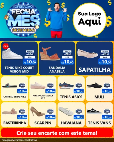 Modelo de Rede Social para Feed Instagram com o tema Operação Fecha Mês Setembro para Calçados