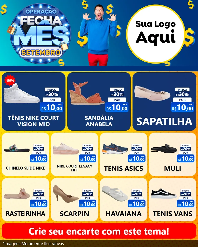 Modelo de Rede Social para Feed Instagram com o tema Operação Fecha Mês Setembro para Calçados