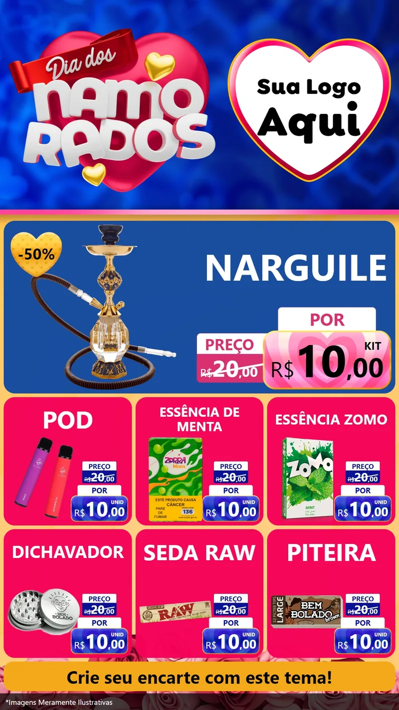 Modelo de Rede Social para Stories com o tema Dia dos namorados para Tabacaria