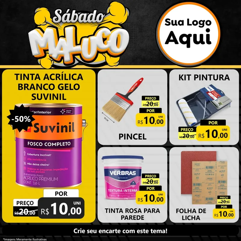 Modelo de Rede Social para Feed Facebook com o tema Sábado Maluco para Tintas e Ferramentas