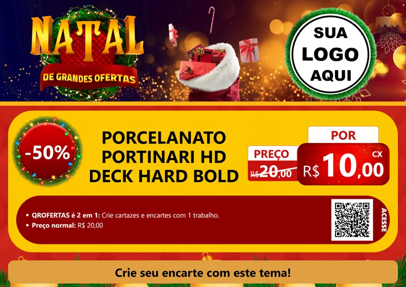 Modelo de Cartaz para Cartaz A4 Horizontal com o tema Natal de Grandes Ofertas para Pisos e revestimentos