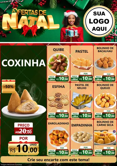 Modelo de Encarte para Encarte A4 Vertical com o tema Ofertas de Natal para Salgadaria