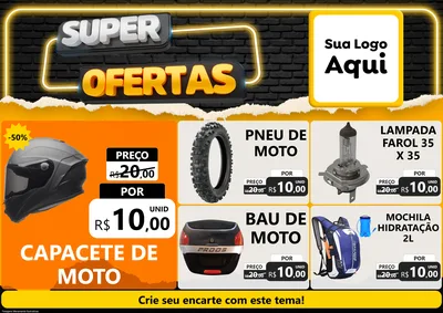 Modelo de Encarte para Encarte A4 Horizontal com o tema Super Ofertas para Moto peças