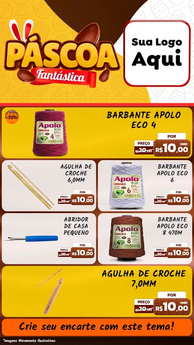 Modelo de TV para TV Vertical com o tema Páscoa Fantástica para Armarinho e Aviamentos