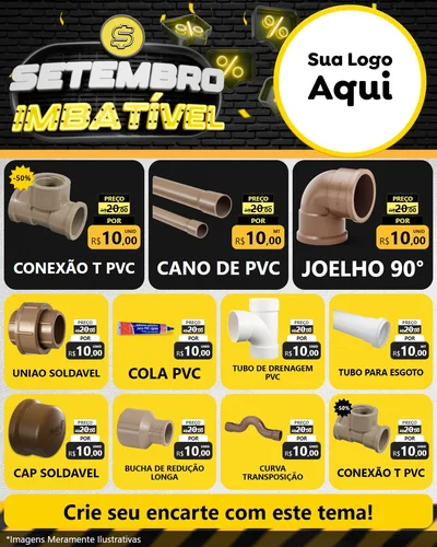 Modelo de Rede Social para Feed Instagram com o tema Setembro Imbatível para Tubos e conexões