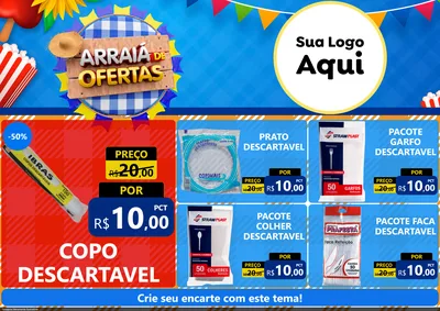 Modelo de Encarte para Encarte A4 Horizontal com o tema Arraiá de Ofertas para Embalagens