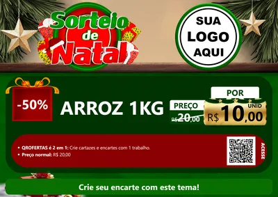 Modelo de Cartaz para Cartaz A4 Horizontal com o tema Sorteio de Natal para Supermercado