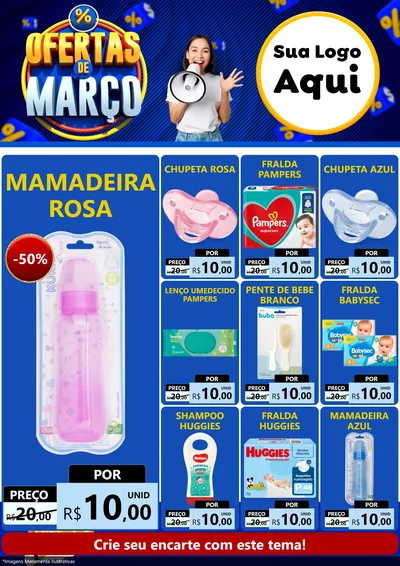 Modelo de Encarte para Encarte A4 Vertical com o tema Ofertas de Março para Bebês