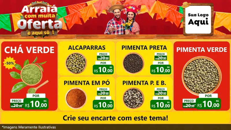 Modelo de TV para TV Horizontal com o tema Arraiá Com Muita Oferta - É Aqui Sô! para Produtos Naturais