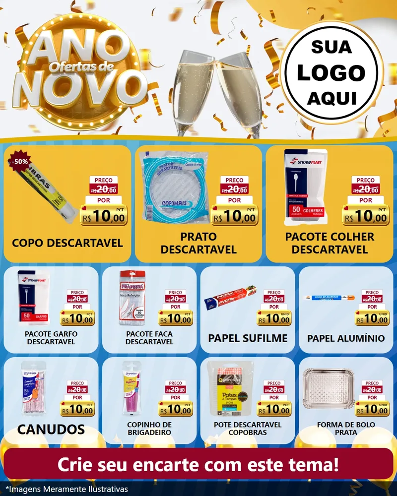 Modelo de Rede Social para Feed Instagram com o tema Ofertas de Ano Novo para Embalagens