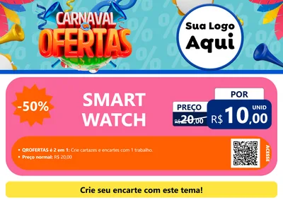 Modelo de Cartaz para Cartaz A4 Horizontal com o tema Carnaval de Ofertas para Informática