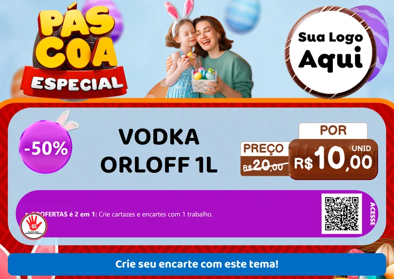 Modelo de Cartaz para Cartaz A4 Horizontal com o tema Páscoa Especial para Distribuidora de bebidas