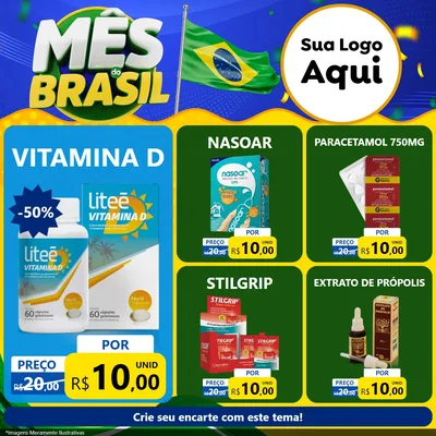 Modelo de Rede Social para Feed Facebook com o tema Mês do Brasil para Farmácia