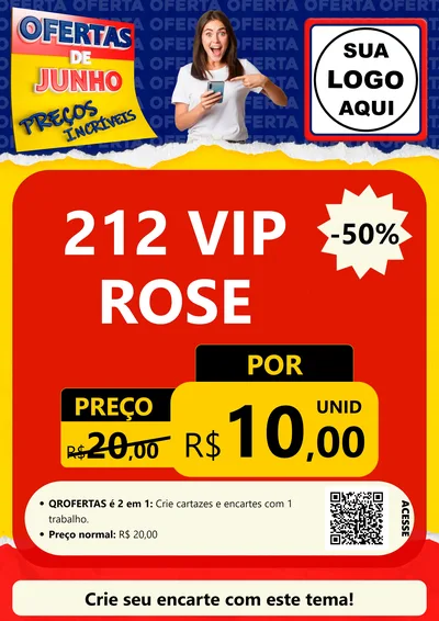 Modelo de Cartaz para Cartaz A4 Vertical com o tema Ofertas de Junho - Preços Incríveis para Perfumes