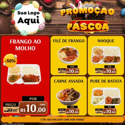 Modelo de Rede Social para Feed Facebook com o tema Promoção Páscoa para Restaurante