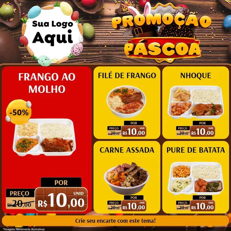 Modelo de Rede Social para Feed Facebook com o tema Promoção Páscoa para Restaurante