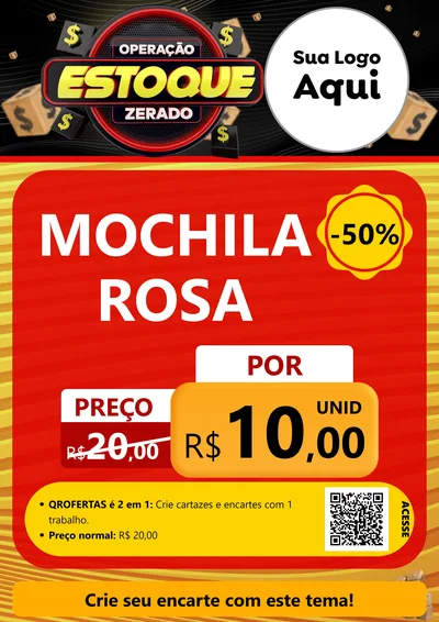 Modelo de Cartaz para Cartaz A4 Vertical com o tema Operação Estoque Zerado para Papelaria