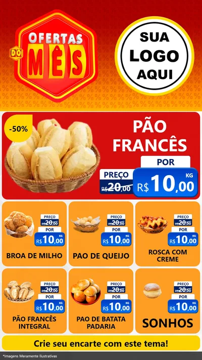 Modelo de Rede Social para Stories com o tema Ofertas do Mês para Padaria