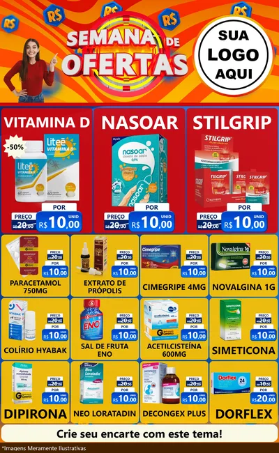 Modelo de Encarte para Encarte Grande com o tema Semana de Ofertas para Farmácia