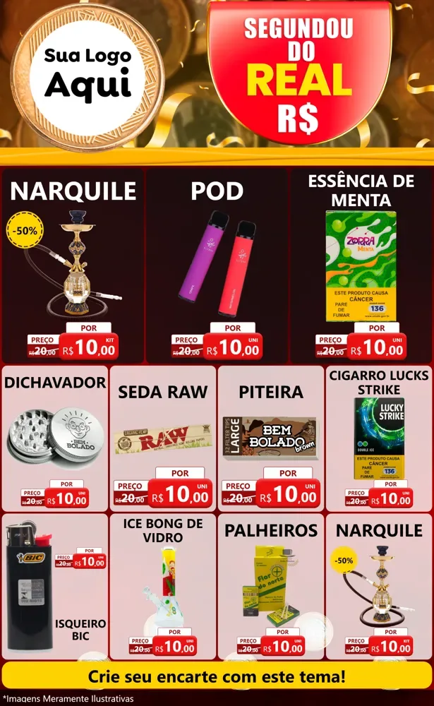 Modelo de Encarte para Encarte Grande com o tema Segundou do Real para Tabacaria