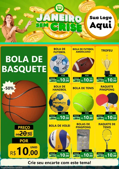 Modelo de Encarte para Encarte A4 Vertical com o tema Janeiro Sem Crise para Artigos Esportivos