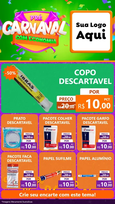 Modelo de Rede Social para Stories com o tema Pré-Carnaval Com Economia para Embalagens